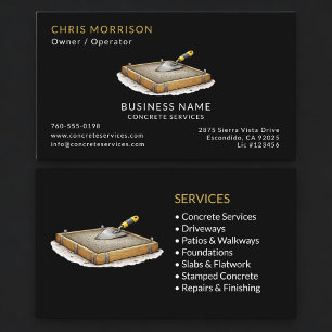 Black Concrete Services Professional Business Card