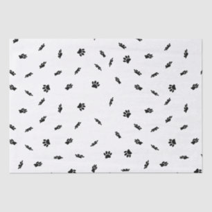 Black Confetti Dog Paw Print Pattern Custom Tissue Paper
