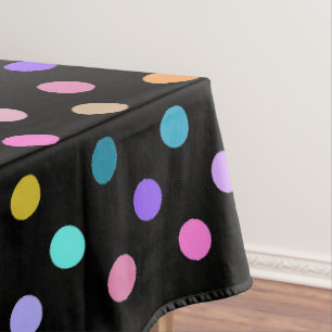 Black confetti polka dots colourful table cloth