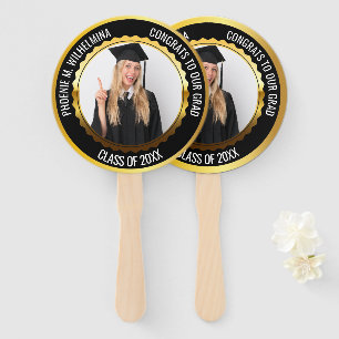 Black Congrats To Our Grad Photo Class of 2025 Hand Fan