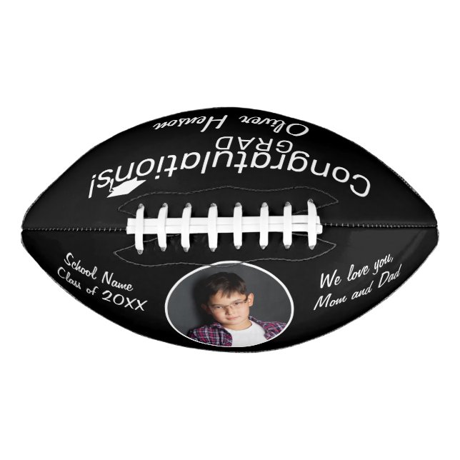 Black Congratulations Grad Graduation Photo  Football (Front)