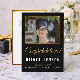 Black Congratulations Graduate Photo Graduation Holiday Card