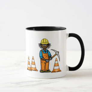Black Construction Worker Name Mug