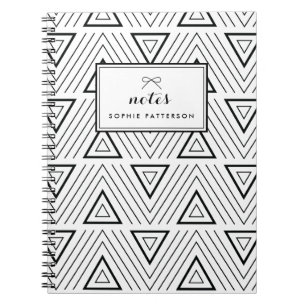 Black Contemporary Triangles Pattern Personalized Notebook