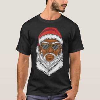 Black Cool Santa Claus Christmas New Year  T-Shirt