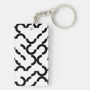 Black, cool, trendy, modern, urban circular art keychain