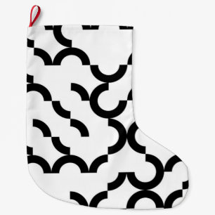 Black, cool, trendy, modern, urban circular art large christmas stocking