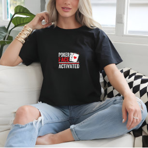 Black Cool Woman Poker Face Print T-Shirt