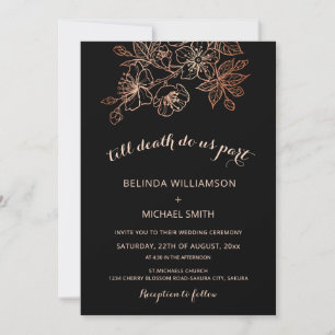 Black Copper Floral Goth Wedding Invitation