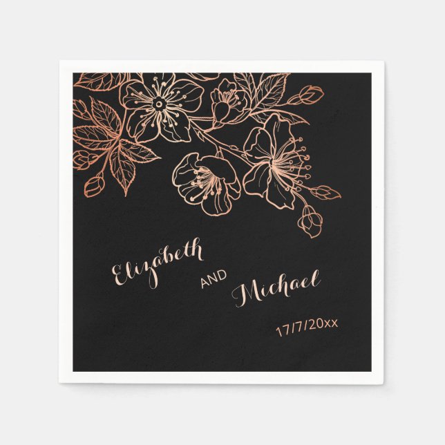 Black Copper Goth Wedding Napkin (Front)