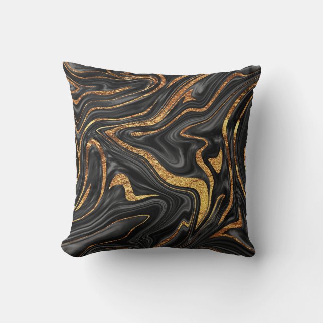 Black Copper Marble #1 #decor #art Throw Pillow (Front)