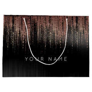 Black Copper Rose Gold Name Favour Glam Matrix Rai Large Gift Bag