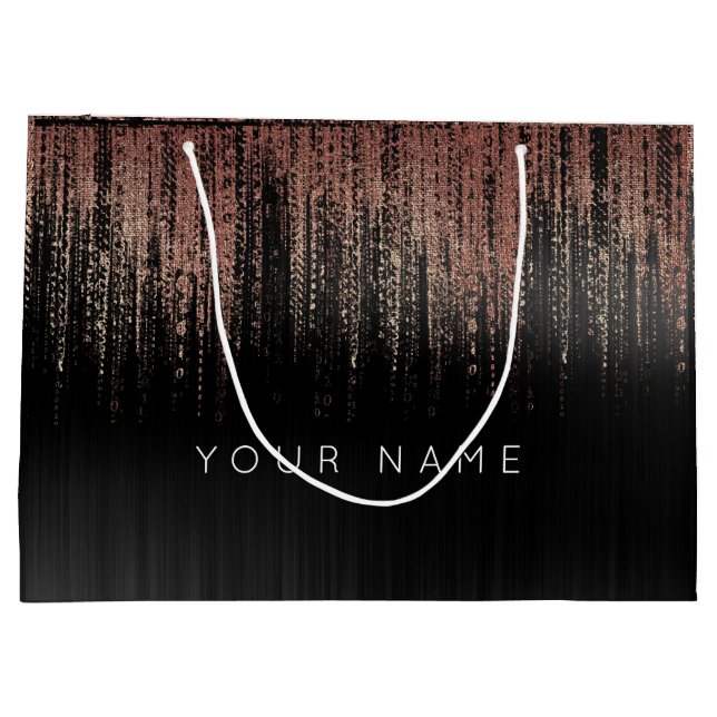 Black Copper Rose Gold Name Favour Glam Matrix Rai Large Gift Bag (Back)