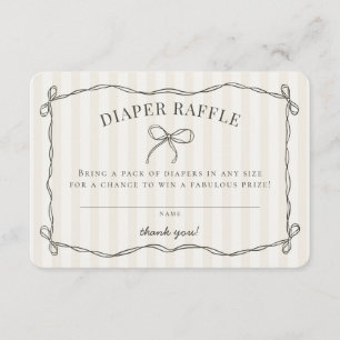 Black Coquette Bow Baby Shower Diaper Raffle Enclosure Card