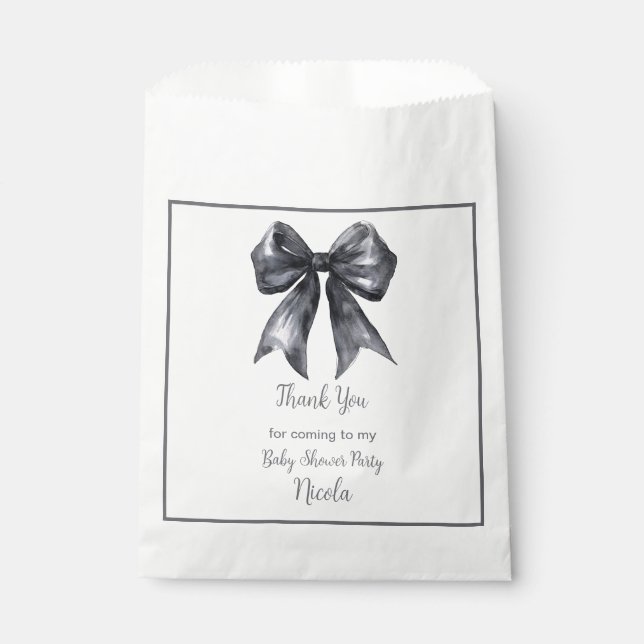Black Coquette Bow Baby Shower Favour Bag (Front)