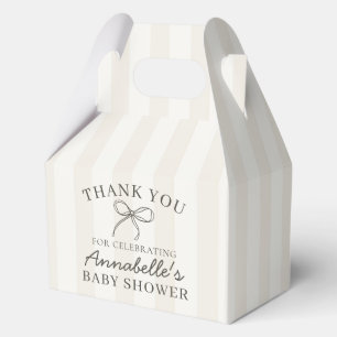Black Coquette Bow Beige Baby Shower Dessert Favor Box