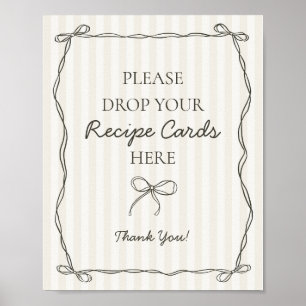 Black Coquette Bow Beige Share a Recipe Bridal Poster