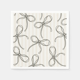 Black Coquette Bow Beige Striped Table Decor Napkin