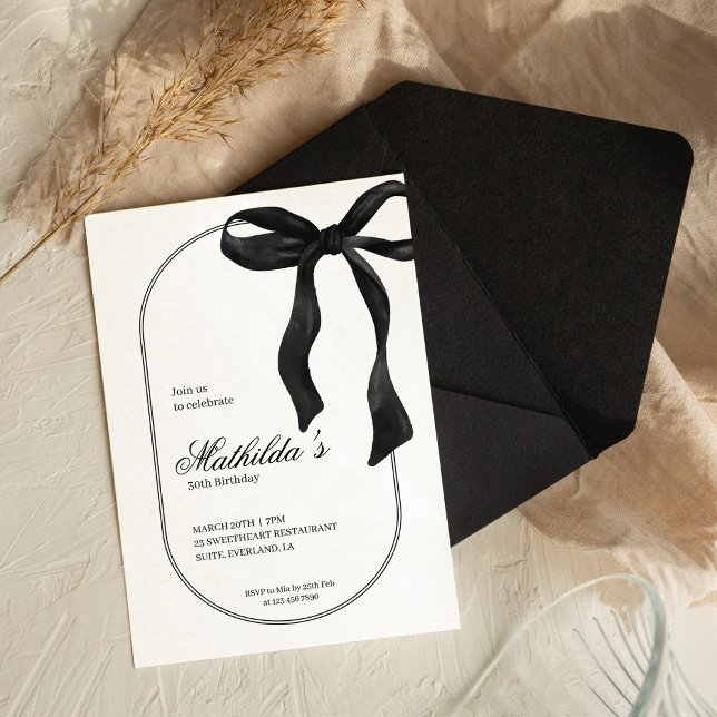 Black Coquette Bow Birthday Invitation (Creator Uploaded)