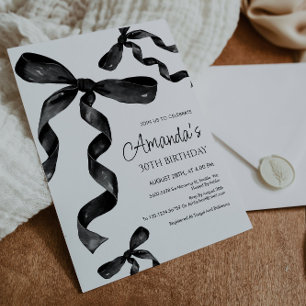 Black Coquette Bow Birthday Invitation