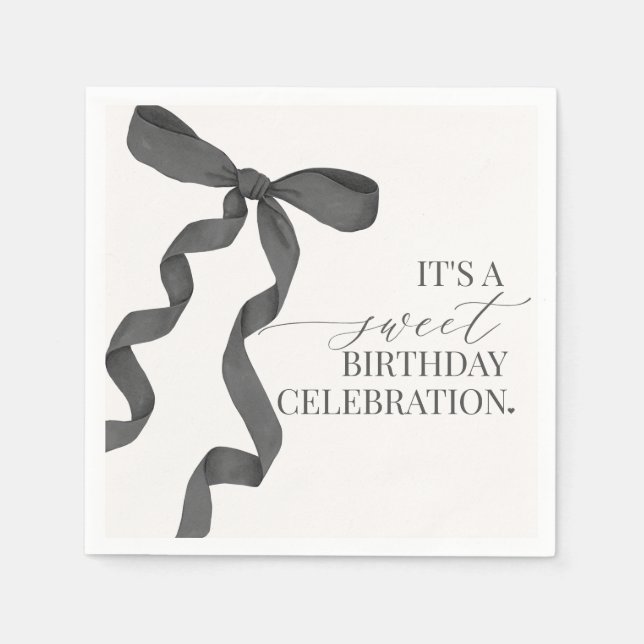 Black Coquette Bow Birthday Party Decor Napkin (Front)