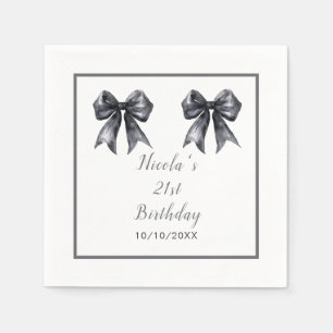 Black Coquette Bow Birthday Party Napkin