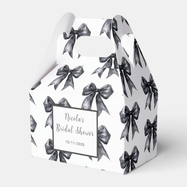 Black Coquette Bow Bridal Shower Favor Box (Front Side)