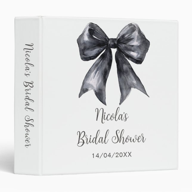 Black Coquette Bow Bridal Shower Photo Album Binder (Front/Spine)
