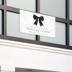 Black Coquette Bow Congrats to Grad Graduation  Banner
