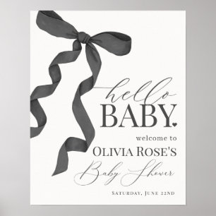 Black Coquette Bow fille Baby shower Affiche de bi