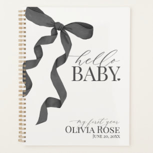 Black Coquette Bow Girl Baby Gift My First Year Planner