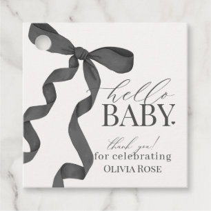 Black Coquette Bow Girl Baby Shower Favour Tags