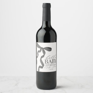 Black Coquette Bow Girl Baby Shower Favours Wine Label