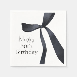 Black Coquette Bow Old Money 30th Birthday Napkin