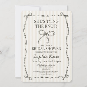 Black Coquette Bow Tying the Knot Bridal Shower Invitation