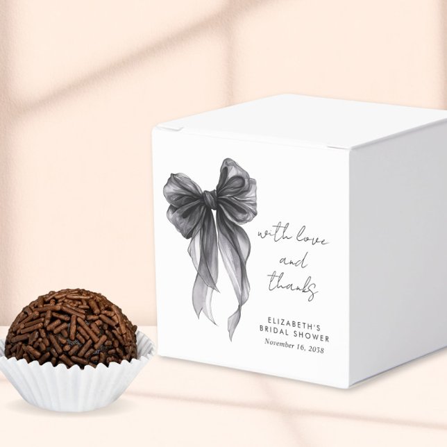 Black Coquette Bow Watercolor Bridal Shower Favor Box (Creator Uploaded)