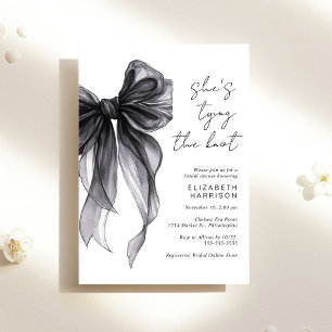 Black Coquette Bow Watercolor Bridal Shower Invitation