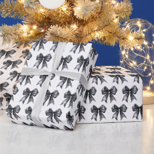 Black Coquette Bow Wrapping Paper