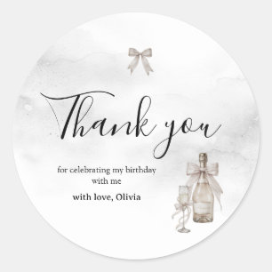 Black Coquette Minimalist Elegant 50th Birthday  Classic Round Sticker