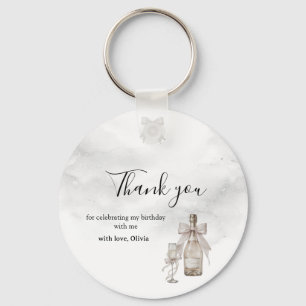 Black Coquette Minimalist Elegant 50th Birthday Keychain