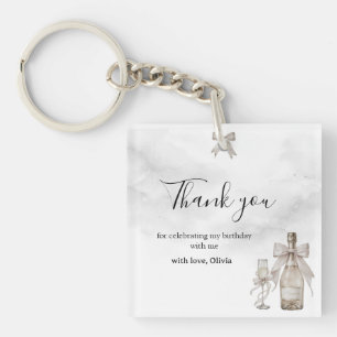 Black Coquette Minimalist Elegant 50th Birthday Keychain