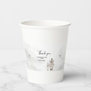Black Coquette Minimalist Elegant 50th Birthday Paper Cups