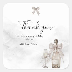 Black Coquette Minimalist Elegant 50th Birthday Square Sticker