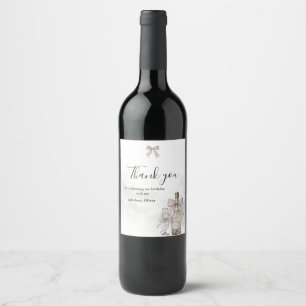Black Coquette Minimalist Elegant 50th Birthday Wine Label