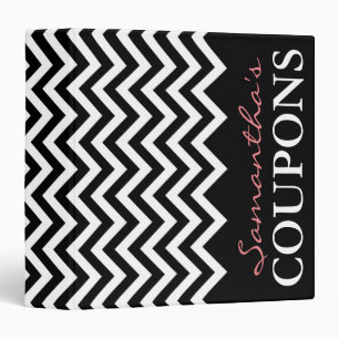 Black coral chevron coupon organizer holder book binder
