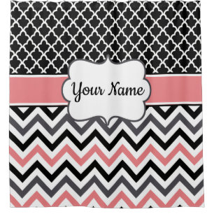 Black Coral Chevron Monogram