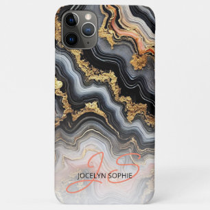 Black Coral Pink White Gold Marble Art Pattern iPhone 11 Pro Max Case