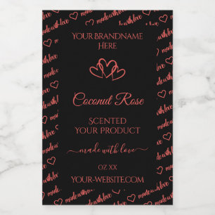 Black Coral Red Word Cloud Product Labels Hearts
