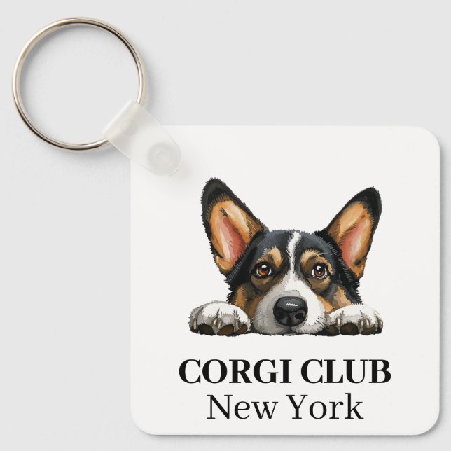 Black Corgi Custom Club Theme keychain (Front)