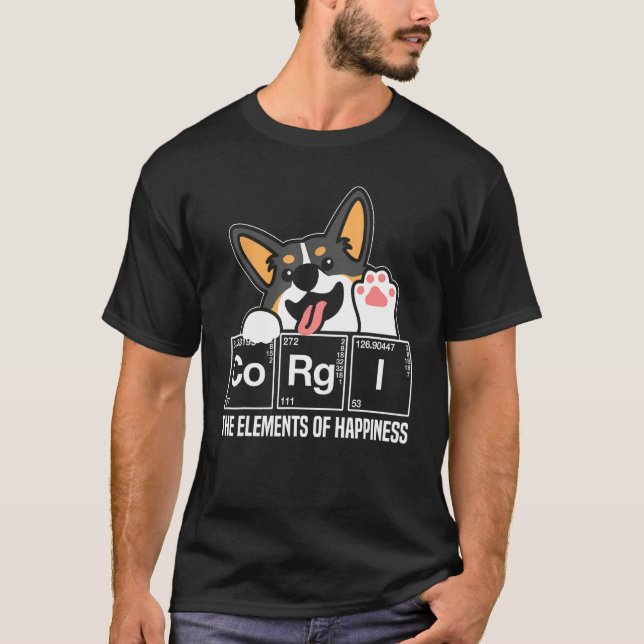 Black Corgi Periodic Table Chemistry Science Teach T-Shirt (Front)